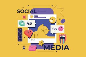 Modern flat line concept of Social Media vector