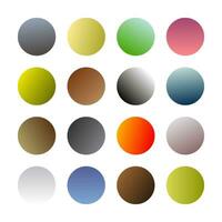 Round gradients spheres. Set of sixteen trendy multicolored gradients. Vector illustration