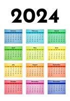 Calendar for 2024 isolated on a white background vector