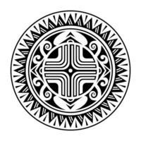 Traditional Maori round tattoo design. Editable vector illustration. Ethnic circle ornament. African mask.