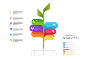 Infographic business tree chart to present data, progress, direction, growth, idea vector