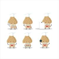 Cartoon character of morel with various chef emoticons vector