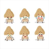 Morel cartoon in character with sad expression vector