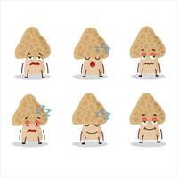 Cartoon character of morel with sleepy expression vector