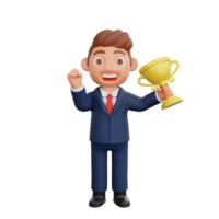 3d Businessman got trophy png