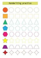 Trace lines for kids geometric shapes development practice handwriting for kids. EPS10 vector