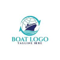 Sea boat logo design concept, Vector illustration