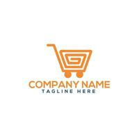 Click the shop logo icon design. online shop logo design template vector