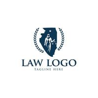 lady justice theme logo vector design with related to the attorney