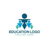 education logo, happy people jump with graduation cap shape vector
