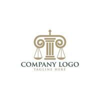 Law firm logo. Column and scale of justice icon. vector