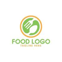 Fork leaf organic logo design. Healthy food icon template. vector