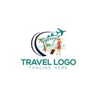 Travel logo. Heart and airplane. Vector illustration.