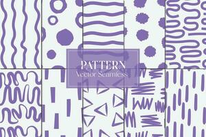 Line and round abstract doodle purple pastel shapes seamless repeat pattern vector