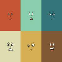 rectangular de colores resumen caras con diferente emociones en dibujos animados estilo-2 vector