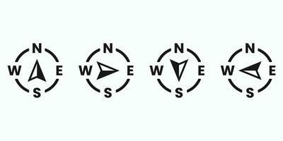 Vector compass icons of north, south, east, and west direction. Map symbol. Arrow icon.