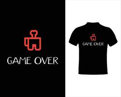 GAME OVER Typography and dead icon tshirt GAME design vector