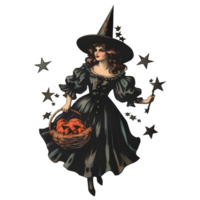 witch vintage halloween ai generative png