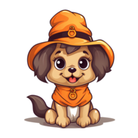 dog halloween witch hat ai generative png