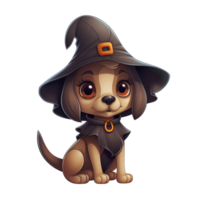 dog halloween witch hat ai generative png