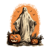 ghost pumpkin vintage ai generative png