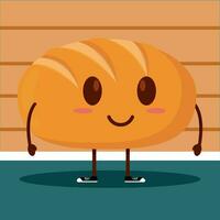 aislado linda un pan panadería producto personaje vector