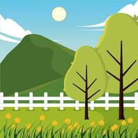 Colored spring seasonal natural landscape Vector