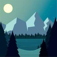 Colored natural landscape with trees Vector