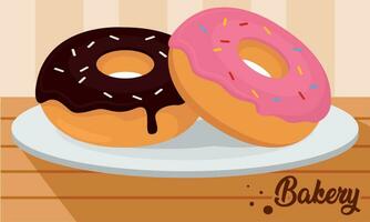 Isolated donut bakery product on a table Vector