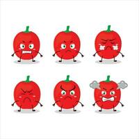 Pimiente cartoon character with various angry expressions vector