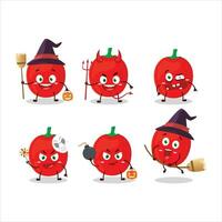 Halloween expression emoticons with cartoon character of pimiente vector