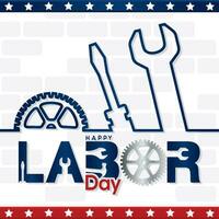 Colored labor day template with construction tools Vector