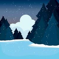 Cold colored winter seasonal natural landscape Vector