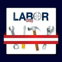 Colored labor day template with construction tools Vector