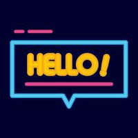 Colored neon poster with hello message Vector