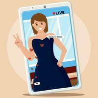 Smartphone with a stream of a girl Streaming services Vector
