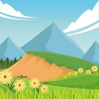 Colored spring seasonal natural landscape Vector