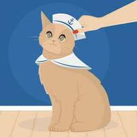 Isolated cute cat with a sailor costume Vector