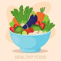 Isolated bowl with vegetables Healthy food Vector