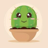 Isolated cute cactus indoor plant character Vector