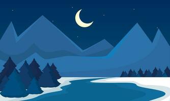 Cold colored winter seasonal natural landscape Vector