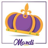 Isolated golden king crown with lys flower mardi gras Vector