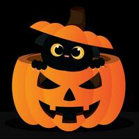 Illustration of a black cat in pumpkin icon for halloween 12463078 Vector  Art at Vecteezy