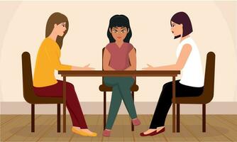 Group of businesswoman around a desk Teamwork concept Vector