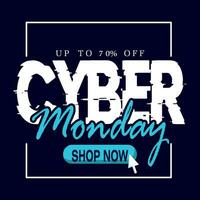 Blue neon colored cyber monday sale promotion template Vector