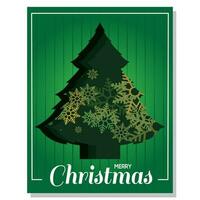 Green vertical christmas invitational card with christmas tree icon Vector