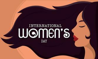 Horizontal women day template avatar of girl with waving hair Vector