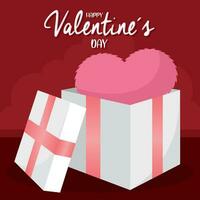 Valentine day poster Open present box with heart shape Vector