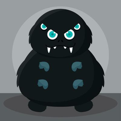 Isolated colored cute happy monster character Vector