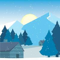 Cold colored winter seasonal natural landscape Vector